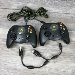 Lot of 2 Xbox Duke Controller OEM Microsoft Original w/ Breakaway Cable TESTED